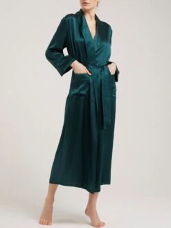 100% Seide Morgenmantel Lang GIGLIOLA Von Vivis -Meer Bekleidung morgenmantel seide lang v00285 gigliola pinie vivis 2