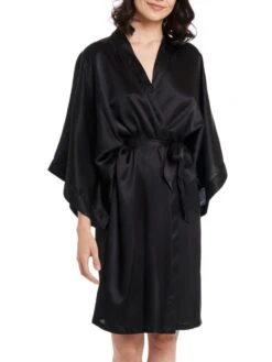 Stretchseide Kimono Mailin Von Gattina -Meer Bekleidung morgenmantel seide mailin 393390 schwarz gattina