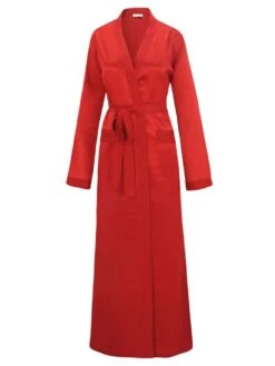 100% Seide Morgenmantel Lang KLASSIK SATIN Von Eva B. Bitzer -Meer Bekleidung morgenmantel seide rubinrot 27319873 eva bitzer 3 1