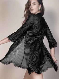 Spitze Morgenmantel JOSEPHINE Von Escora -Meer Bekleidung morgenmantel spitze schwarz 1709 e264 400 josephine escora