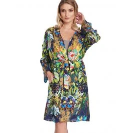 Viscose Morgenmantel FLORENCE Grün-bunt Von Gattina 3 Viscose Morgenmantel FLORENCE Grün-bunt Von Gattina