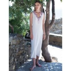 Modal Nachtkleid PANNA No. 1 Weiß-lavendel Von Chiara Fiorini