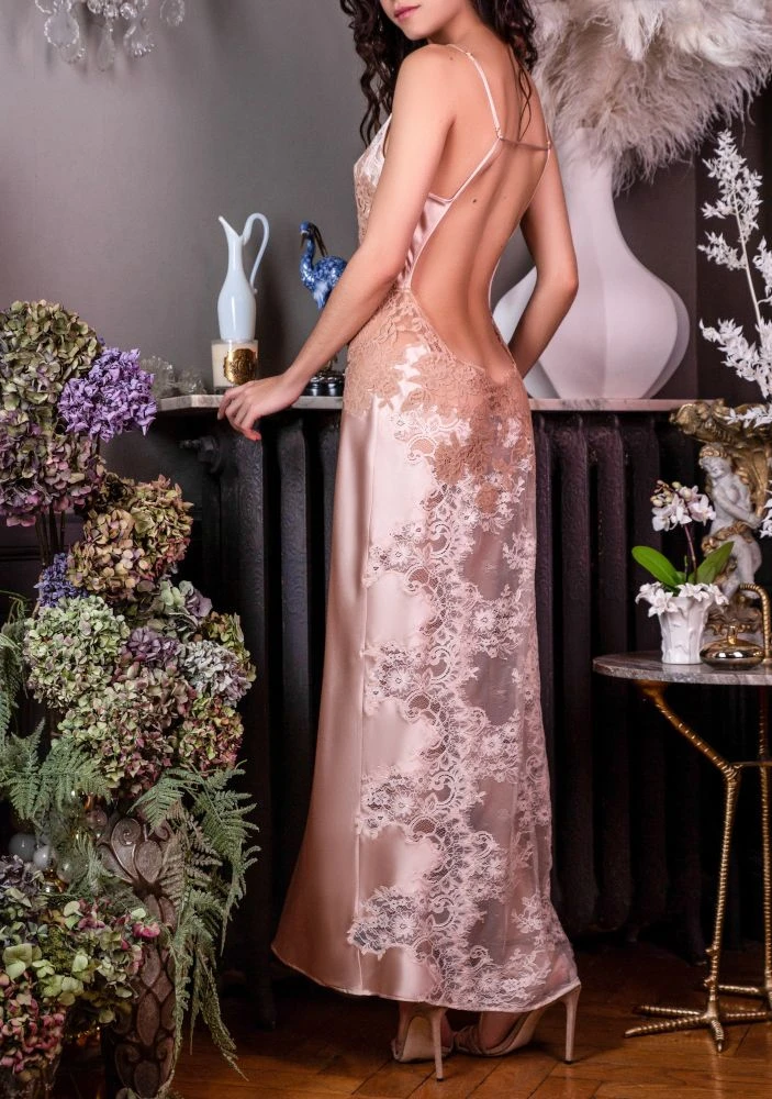 Stretchseide Neglige Lang NINA Marjolaine Lingerie 6 Stretchseide Neglige Lang NINA Marjolaine Lingerie – Bild 4