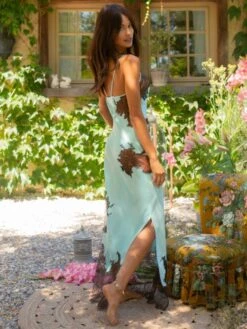 100% Seide Neglige Lang MELINDA Mit Spitze Marjolaine -Meer Bekleidung nachtkleid lang seide melinda 4mel3003 tuerkis blau marjolaine 2 1