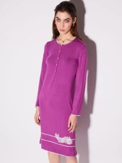 Modal Nachthemd Mit Knopfleiste Von Chiara Fiorini -Meer Bekleidung nachtkleid langarm kurz mosto beere cf1375 chiara fiorini 9 1