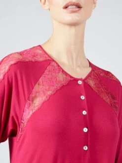Modal Nachtkleid Lang LAMPONE Himbeer-rot Von Verdiani -Meer Bekleidung nachtkleid modal lang magenta rot 4620 verdiani donna 3
