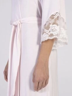 Modal Morgenmantel Lang Mit Spitze Von Verdiani -Meer Bekleidung nachtkleid rosa angel 4704 donna verdiani 3