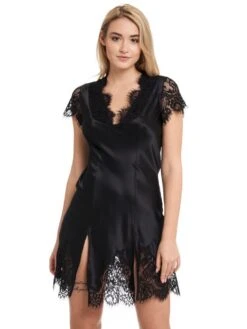 Seide Nachtkleid MAILIN Mit Spitze Von GATTINA 6 Seide Nachtkleid MAILIN Mit Spitze Von GATTINA -Meer Bekleidung nachtkleid seide 393323 schwarz gattina 1