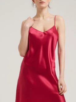 100% Seide Nachtkleid Lang DORINE Uni Von Vivis -Meer Bekleidung nachtkleid seide dorine v00389 berry vivis 6 1