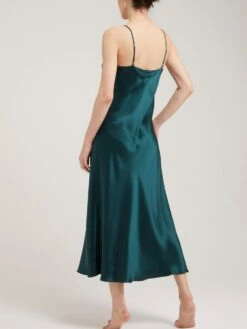 100% Seide Nachtkleid Lang DORINE Uni Von Vivis -Meer Bekleidung nachtkleid seide dorine v00389 pine vivis 3 6 1