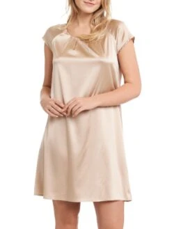 Seide Kurzarm Nachtkleid SEDUZIONE DI SETA Von Gattina -Meer Bekleidung nachtkleid seide gold nude 381423 seduzione di seta gattina