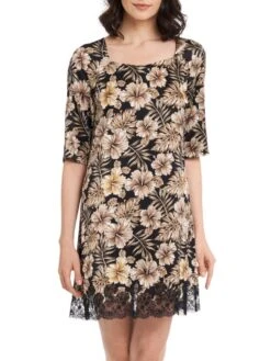 Seide Halbarm-Nachtkleid JOANNA Mit Spitze Von GATTINA 8 Seide Halbarm-Nachtkleid JOANNA Mit Spitze Von GATTINA -Meer Bekleidung nachtkleid seide halbarm joanna 393233 schwarz gold gattina 2