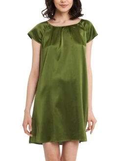 Seide Kurzarm Nachtkleid SEDUZIONE DI SETA Von Gattina -Meer Bekleidung nachtkleid seide moosgruen 381423 seduzione di seta gattina