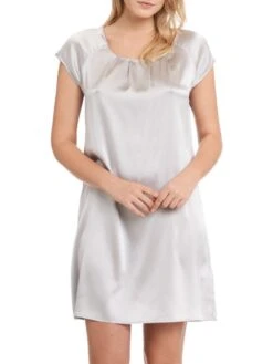 Seide Kurzarm Nachtkleid SEDUZIONE DI SETA Von Gattina -Meer Bekleidung nachtkleid seide silber 381423 seduzione di seta gattina