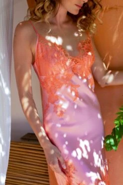Seide Nachtkleid NYMPHE No. 5 Von Marjolaine -Meer Bekleidung neglige mittellang nymphe rose abricot 4nym6101 marjolaine 2 8