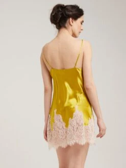 100% Seide Neglige Kurz LILLIAN Von Vivis -Meer Bekleidung neglige seide lillian goldgruen v00581 spitze vivis 6 5 1