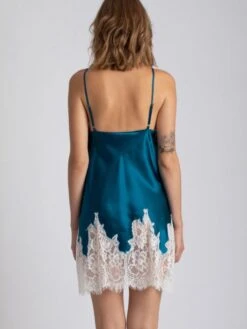100% Seide Neglige Kurz LILLIAN Von Vivis -Meer Bekleidung neglige seide lillian v00581 oceanblau vivis 2 2