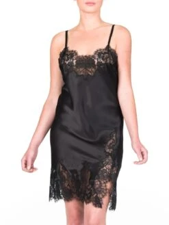 100% Seide Negligé ST. ELM Mit Spitze Gattina -Meer Bekleidung neglige seide st elm 50221 schwarz gattina 2