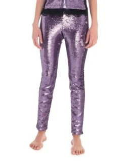 Pailletten Leggings STELLA PANTS Lila Von Room 24 -Meer Bekleidung pailetten hose stella 21952 lila room24 3