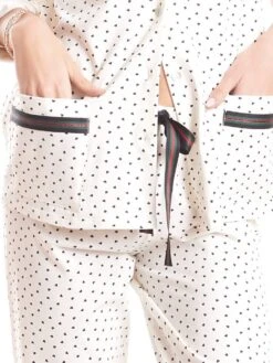 Baumwolle Pyjama HEARTS Weiss-schwarz Von Fiori Di Chiara -Meer Bekleidung pyjama baumwolle creme fc9126 fiori di chiara