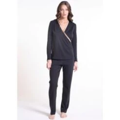 100% Baumwolle Pyjama NERO Schwarz-gold Von Verdiani