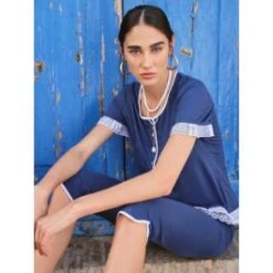Sommer Pyjama DENIM Jeansblau Von Fiori Di Chiara