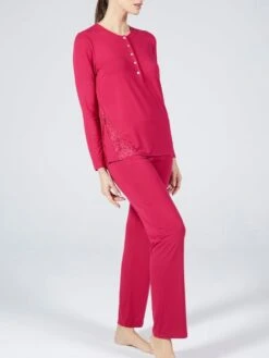 Modal Schlafanzug LAMPONE No. 2 Himbeer-rot Von Verdiani -Meer Bekleidung pyjama modal magenta rot 4623 verdiani donna 2