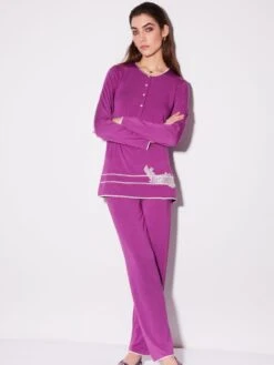 Modal Pyjama Mit Knopfleiste Von Chiara Fiorini -Meer Bekleidung pyjama modal mosto beere cf1374 chiara fiorini