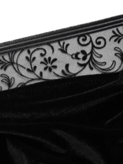 Langarm Samt-Body FLOQUI Schwarz Von Cadolle -Meer Bekleidung samt body velours floqui noir 4086dj cadolle 1