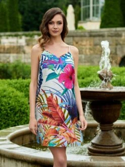 Seide-Baumwolle Nighty LIV Weiß Bunt Von Gattina 7 Seide-Baumwolle Nighty LIV Weiß Bunt Von Gattina -Meer Bekleidung seide baumwolle nachthemd blumen 391503 bunt gattina 2