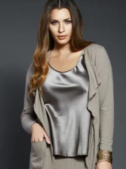 Seide Camisole Top SEDUZIONE DI SETA Einfarbig Gattina -Meer Bekleidung seide camisole top 381486 anthrazit seduzione di seta gattina 1 1 1