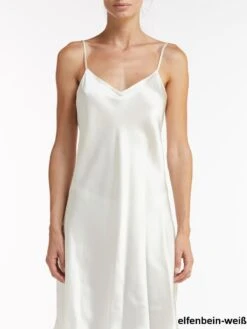 100% Seide Nachtkleid Lang DORINE Uni Von Vivis -Meer Bekleidung seide caroline dorine elfenbein weiss vivis 6 1
