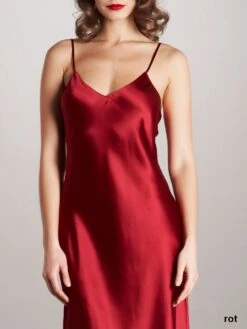 100% Seide Nachtkleid Lang DORINE Uni Von Vivis -Meer Bekleidung seide caroline dorine rot vivis 1 2