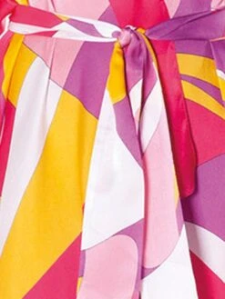 100% Seide Kimono MODERN PRINT Von Luna Di Seta -Meer Bekleidung seide gelb fuchsia luna di seta
