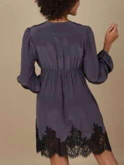 100% Crepe-Seide Blusenkleid INDISCRETE Dunkelgrau Von Marjolaine -Meer Bekleidung seide georgette kleid indiscrete 3ind0501 graphit schwarz marjolaine 2