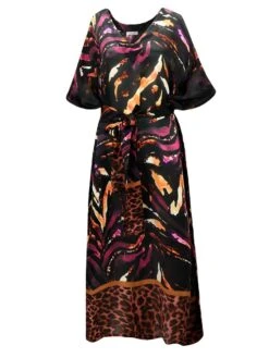 100% Seide Kaftan SELVAGGIO Von Eva B. Bitzer -Meer Bekleidung seide kaftan 20312552 schwarz lila print eva b bitzer