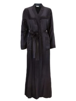 100% Seide Morgenmantel Lang KLASSIK SATIN Von Eva B. Bitzer -Meer Bekleidung seide morgenmantel lang 27319873 schwarz eva bitzer 1 1
