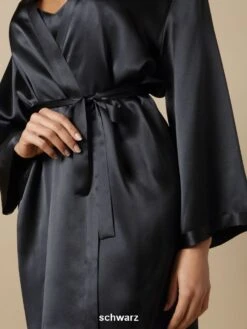 100% Seide Morgenmantel SOIE LASER Marjolaine -Meer Bekleidung seide morgenmantel laser laurian schwarz soie unie marjolaine 2 1