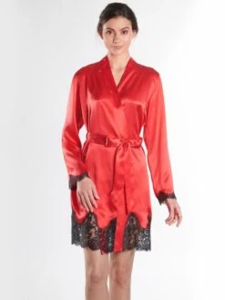 100% Seide Kimono TOI MON AMOUR Mit Spitze Von Aubade -Meer Bekleidung seide morgenmantel ms65 2 3 rouge passion soie d amour aubade 2 1 1 1 1