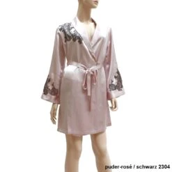 100% Seide Morgenmantel BACCARAT Mit Spitze Von Marjolaine -Meer Bekleidung seide morgenmantel puder rose schwarz baccarat 2001 marjolaine 3 1