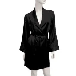 100% Seide Morgenmantel BACCARAT Mit Spitze Von Marjolaine -Meer Bekleidung seide morgenmantel schwarz baccarat 2001 marjolaine 1 1