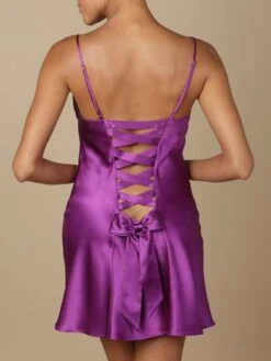100% Seidennachthemd Satin GLYCINE Von Marjolaine -Meer Bekleidung seide nachthemd glycine 3gly0101 beere marjolaine 2 1