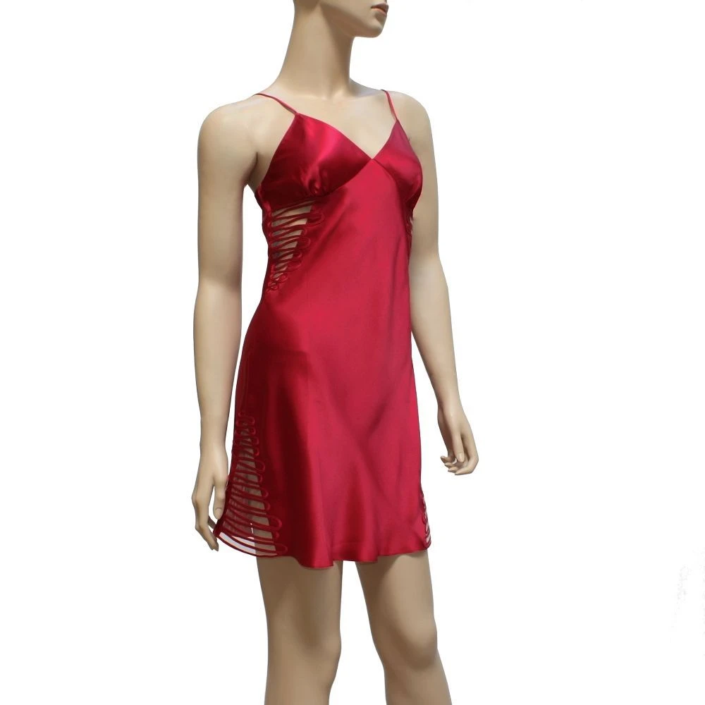 100% Seide Nachthemd EDEN PIPING Von Luna Di Seta 5 100% Seide Nachthemd EDEN PIPING Von Luna Di Seta – Bild 3