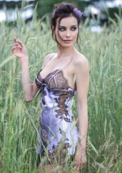 100% Seide Negligé BACCARAT GOLD Mit Französischer Spitze Von Marjolaine -Meer Bekleidung seide neglige baccarat bac0104 lavendel schwarz 2 1