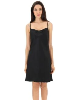 Seidennachthemd / Kleid STRASS Schwarz Von Luna Di Seta -Meer Bekleidung seide neglige strass vlst60682 0031 schwarz luna di seta 3