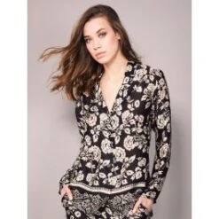 100% Seide Pyjama FLOWER Schwarz Gold Von Eva B. Bitzer