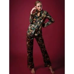 Seide Pyjama WINTER FLOWERS Grün-bunt Von Chiara Fiorini
