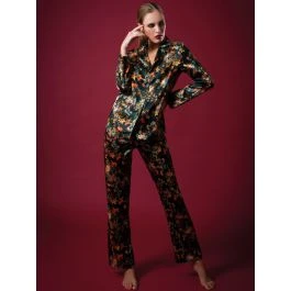 Seide Pyjama WINTER FLOWERS Grün-bunt Von Chiara Fiorini 3 Seide Pyjama WINTER FLOWERS Grün-bunt Von Chiara Fiorini