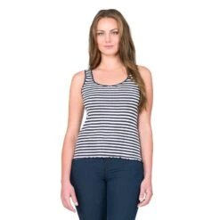 Seide-Baumwolle Unterhemd ARONA Von Gattina -Meer Bekleidung seide ringel top arona marine blau 81200 gattina