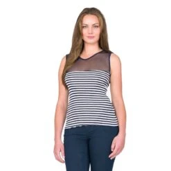 Seide-Baumwolle Camisole-Shirt ARONA Von Gattina -Meer Bekleidung seide ringel top arona marine blau 81201 gattina 2